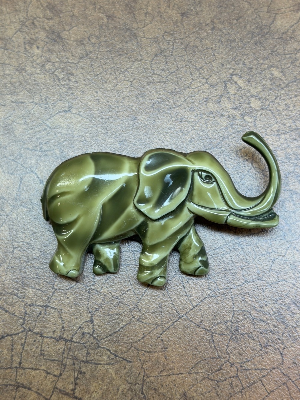 Olive Green Elephant Brooch